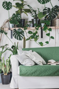 Tropik çiçek desenli Nordic tarzı bir daire.