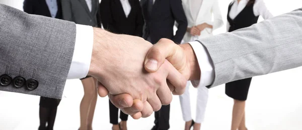 Business People Shaking Hands Team Standing Background — Stock Photo, Image