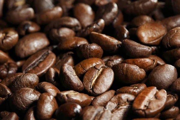 Fresh Roasted Coffee Beans Close Background Stock Photo