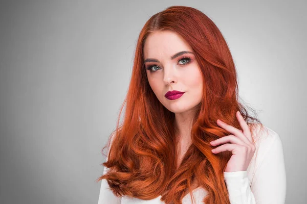 Beauty Portrait Woman Gorgeous Sensual Attractive Pretty Redhead Sexy Model — Stock Photo, Image