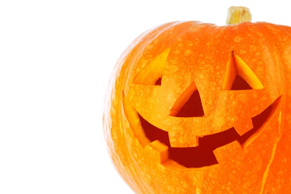Grappige Jack Lantern Halloween Pompoen Geïsoleerd Witte Achtergrond — Stockfoto