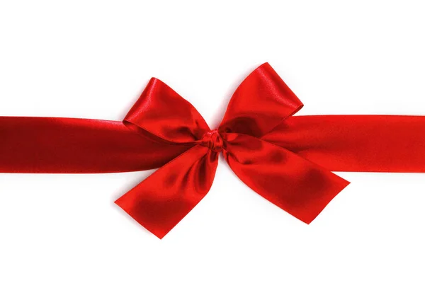 Shiny Red Satin Ribbon Decorative White Background — Stock Photo, Image