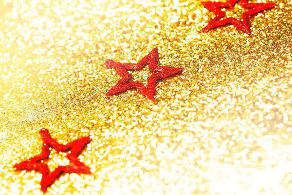 Christmas Decorative Red Stars Shiny Glitters Background — Stock Photo, Image