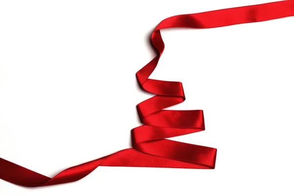 Stylized Red Ribbon Christmas Tree Isolated White Background — Stock Photo, Image