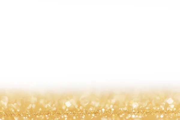 Goldener Festlicher Glitzerhintergrund Mit Defokussiertem Licht Und Weißem Kopierraum — Stockfoto