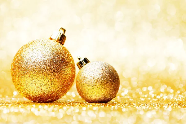 Vackra Glitter Christmas Bollar Närbild Lysande Bakgrund — Stockfoto