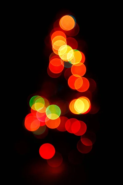 Bokeh Siluet Siyah Arka Plan Üzerinde Noel Ağacının — Stok fotoğraf