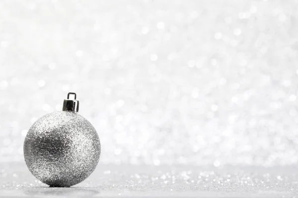 Christmas Decorative Ball Light Silver Bokeh Background — Stock Photo, Image