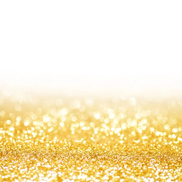 Abstract Shining Glitters Gold Holiday Bokeh Background White Copy Space — Stock Photo, Image