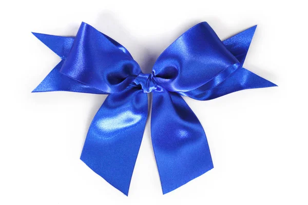 Decorative Blue Satin Bow Isolated White Background — Stock Photo, Image