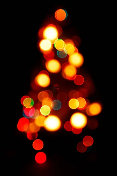 Силуэт Боке Рождественской Елки Черном Фоне — стоковое фото