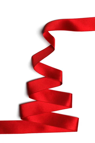 Stylized Red Ribbon Christmas Tree Isolated White Background — Stock Photo, Image