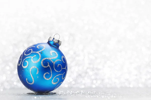 Christmas Decorative Ball Light Silver Bokeh Background — Stock Photo, Image