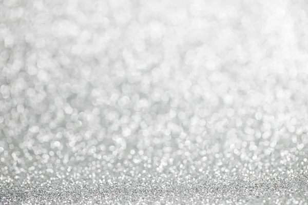 Abstract Shining Silver Glitters Bokeh Background Copy Space Text — Stock Photo, Image