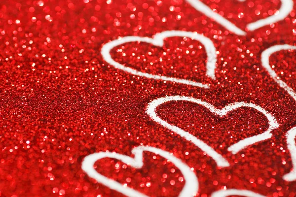 Fond Rouge Paillettes Avec Des Cœurs Conception Saint Valentin — Photo