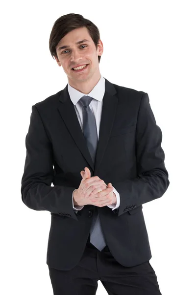 Business man rubbing his hands — Stock Photo, Image