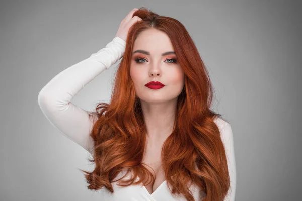 Woman with long ginger hair