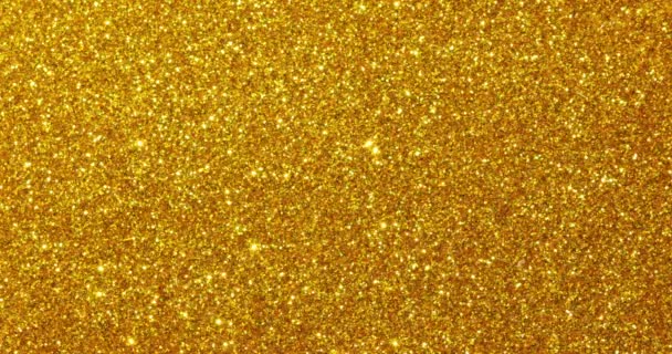 Gouden Feestelijke Vakantie Glitter Achtergrond Met Gloeiende Lichten — Stockvideo