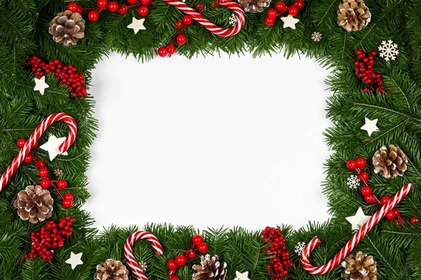 Різдвяна рамка гілок дерев — стокове фото
