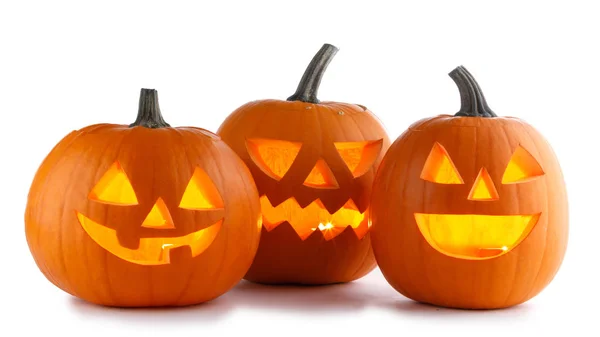 Halloween pompoenen op wit Stockafbeelding