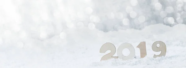 2019 nowy rok w śniegu — Zdjęcie stockowe