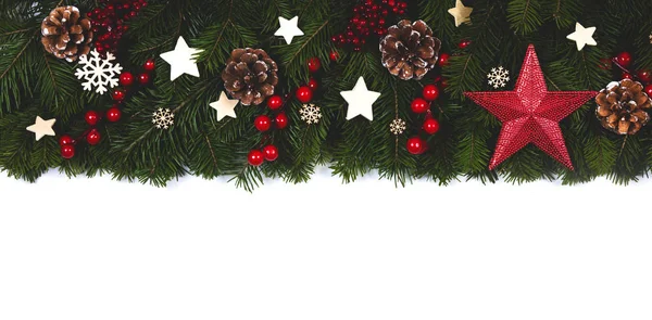 Moldura de Natal de galhos de árvore — Fotografia de Stock