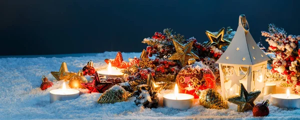 Lantern and christmas decoration — Stock Photo, Image