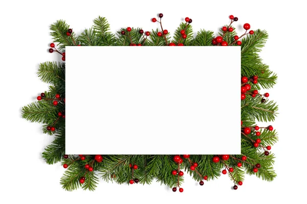 Christmas frame of tree branches — Stock Photo, Image