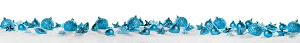 Fronteira de Natal com ornamentos azuis — Fotografia de Stock