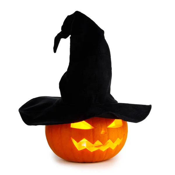 Halloween pumpkin with witches hat — Stock Photo, Image