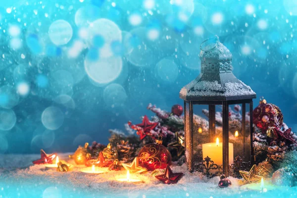 Decoração de lanterna e Natal — Fotografia de Stock