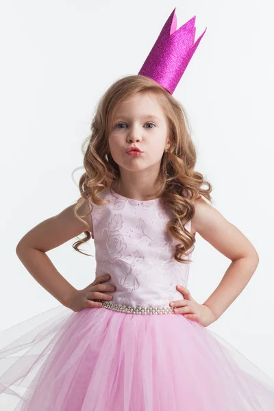 Little princess girl in pink dress — Stock Photo, Image