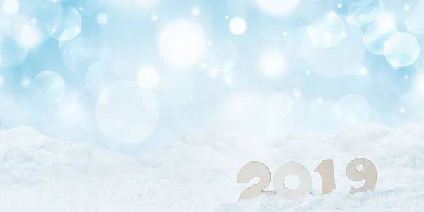 2019 nowy rok w śniegu — Zdjęcie stockowe