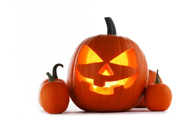 Grupa Halloween Dynie Izolowane Białym Tle — Zdjęcie stockowe