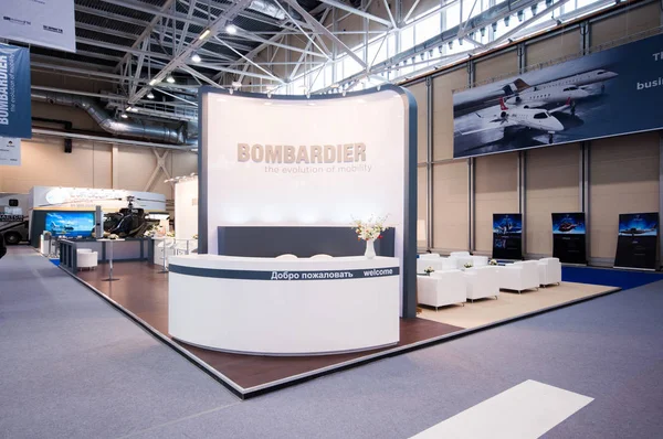 Stand Bombardier Jet Expo 2013 Exposición 2013 Rusia Moscú Vnukovo — Foto de Stock