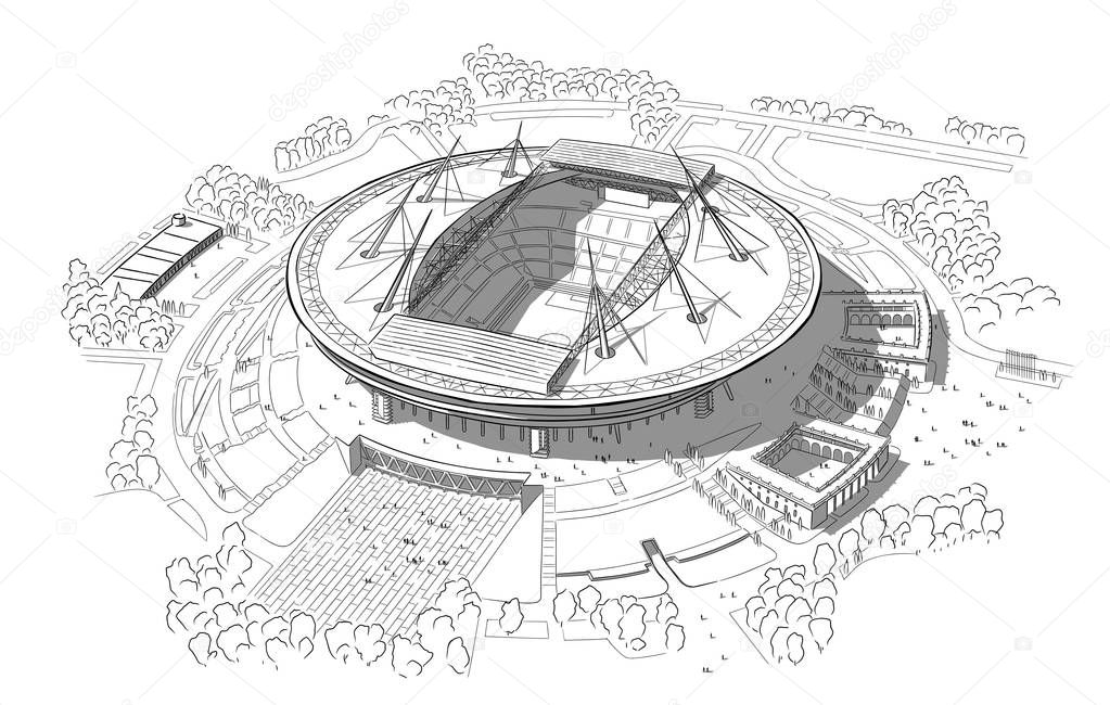 Sketch of the new stadium on Krestovsky island.