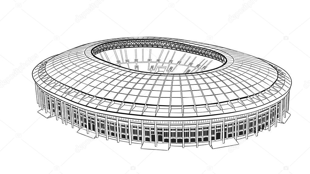 Hand drawn sketch of the main stadium in Moscow.