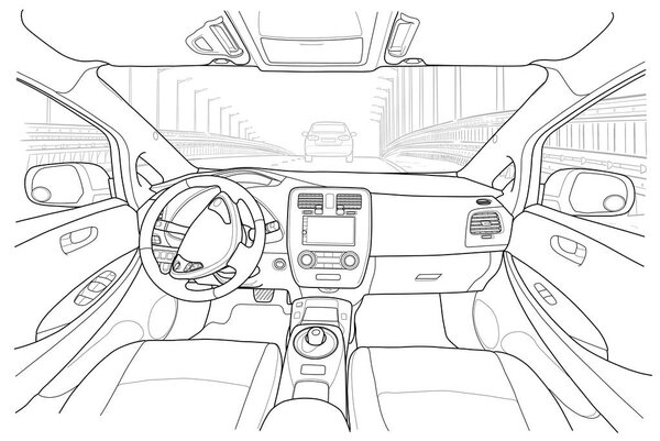 Интерьер электромобиля с автоматической коробкой передач
