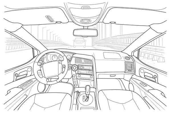 Machine inside. Interior of the vehicle. — Stock Vector