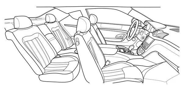 Machine inside. Interior of the vehicle. Illustration — Stock Vector