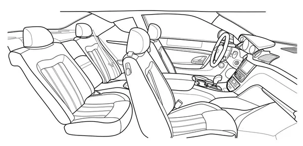 Машина внутри. Интерьер автомобиля. Иллюстрация — стоковый вектор