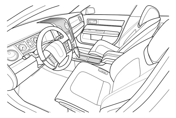 Máquina adentro. Interior del vehículo. Vector — Vector de stock