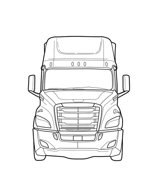 American trailer truck black and white sketch — Stock Vector