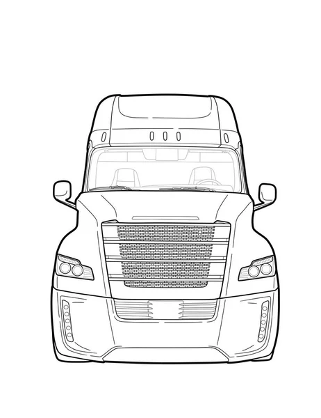 Amerikansk trailer truck svartvita skiss — Stock vektor