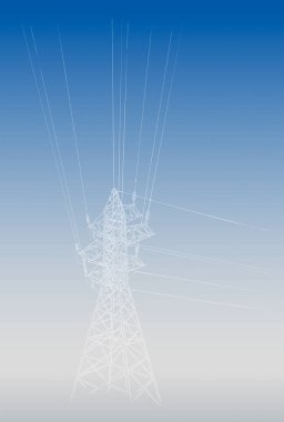 El elektrikli kule üzerinde beyaz çizilmiş kroki