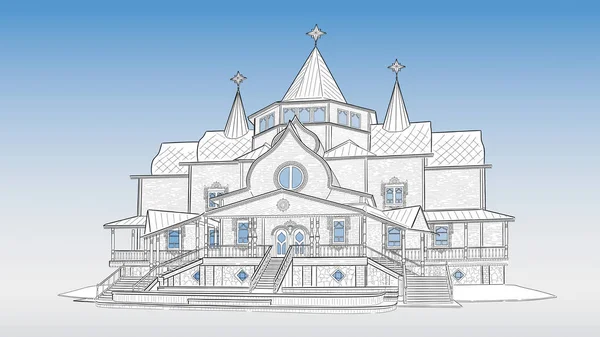 Sketch of Estate of Ded Moroz kohteessa Velikiy Ustyug — vektorikuva