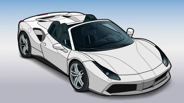 Dibujo vectorial de un coche deportivo plano con líneas negras. — Vector de stock