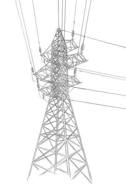 Ręcznie rysowane szkic elektryczne wieży na białym — Wektor stockowy