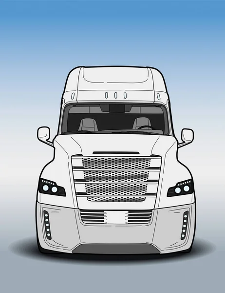Amerikanischer Trailer Truck schwarz-weiß Skizze — Stockvektor