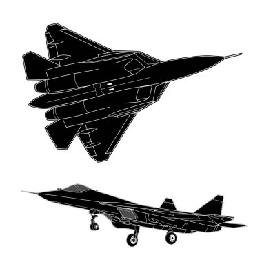 Vektör çizim modern Rus jet Fighter.